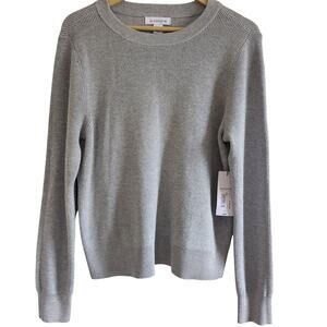 Liz Claiborne Silver Metallic Long Sleeved Crew Neck Sweater Size Large